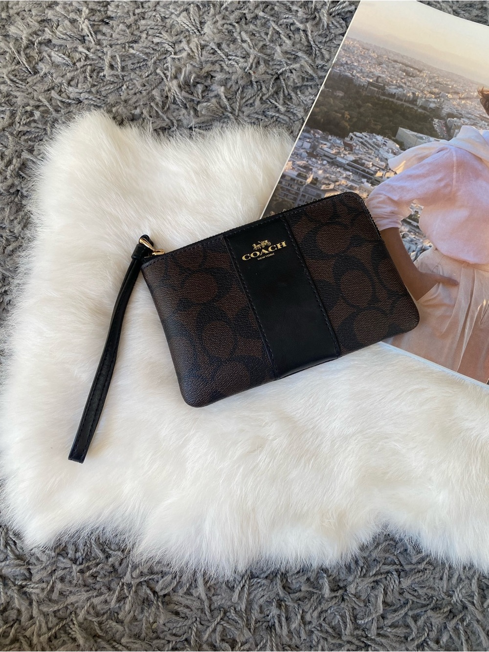 Coach Corner Zip Wristlet
In Signature Canvas With Stripe